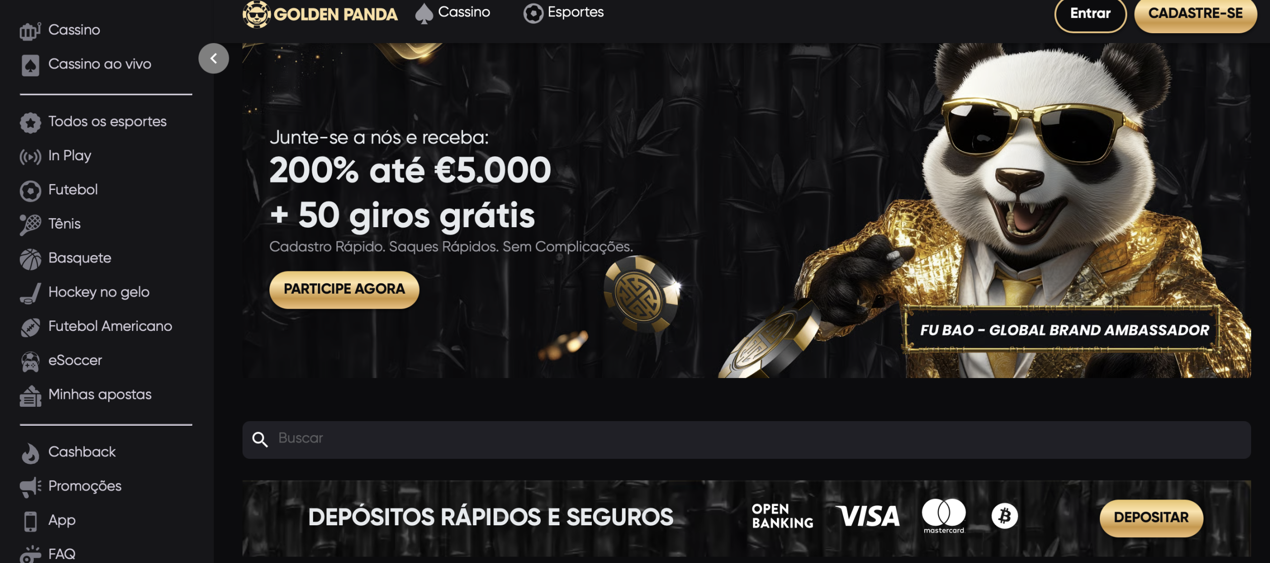 Golden Panda - Cassino Estrangeiro com Sportsbook e Interface em Português